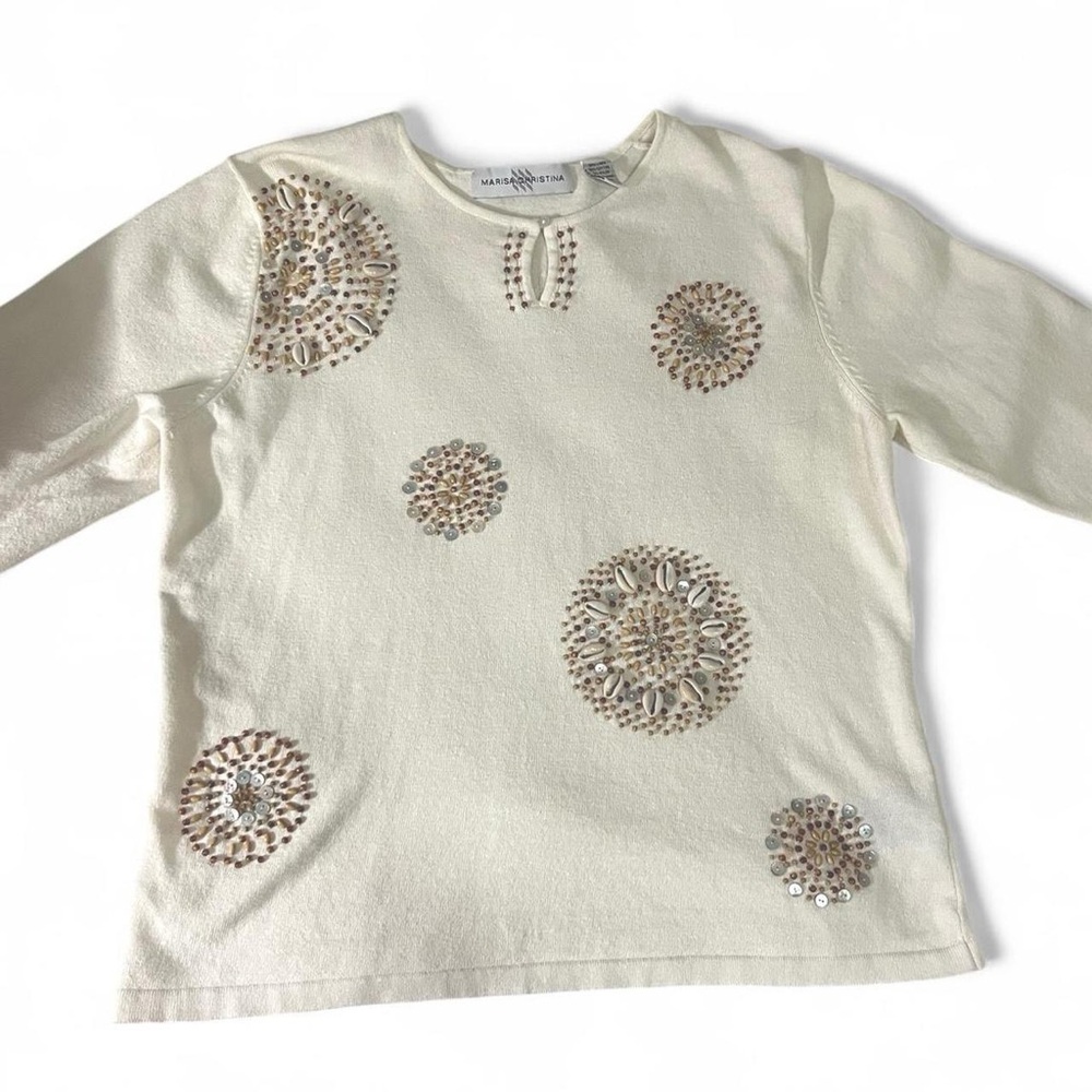 Cream Shirt with Shell Embellished Design